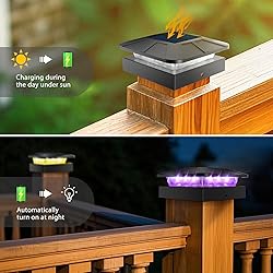 Peasur 4x4 Solar Post Cap Lights Outdoor RGB Color