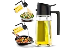 Oil Sprayer for Cooking, 2 in 1 Spray & Pour Olive Oil Dispenser for Kitchen, 16oz/470ml Premium Glass Oil Bottle, Kitchen Ga