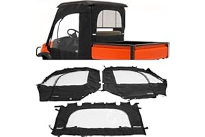 BALOCEO UTV Soft Cab Enclosure Doors with Rear Window Compatible with 2008-2021 Kubota RTV 400/450/500/520 Models Black Soft Door Clear Window Accessories