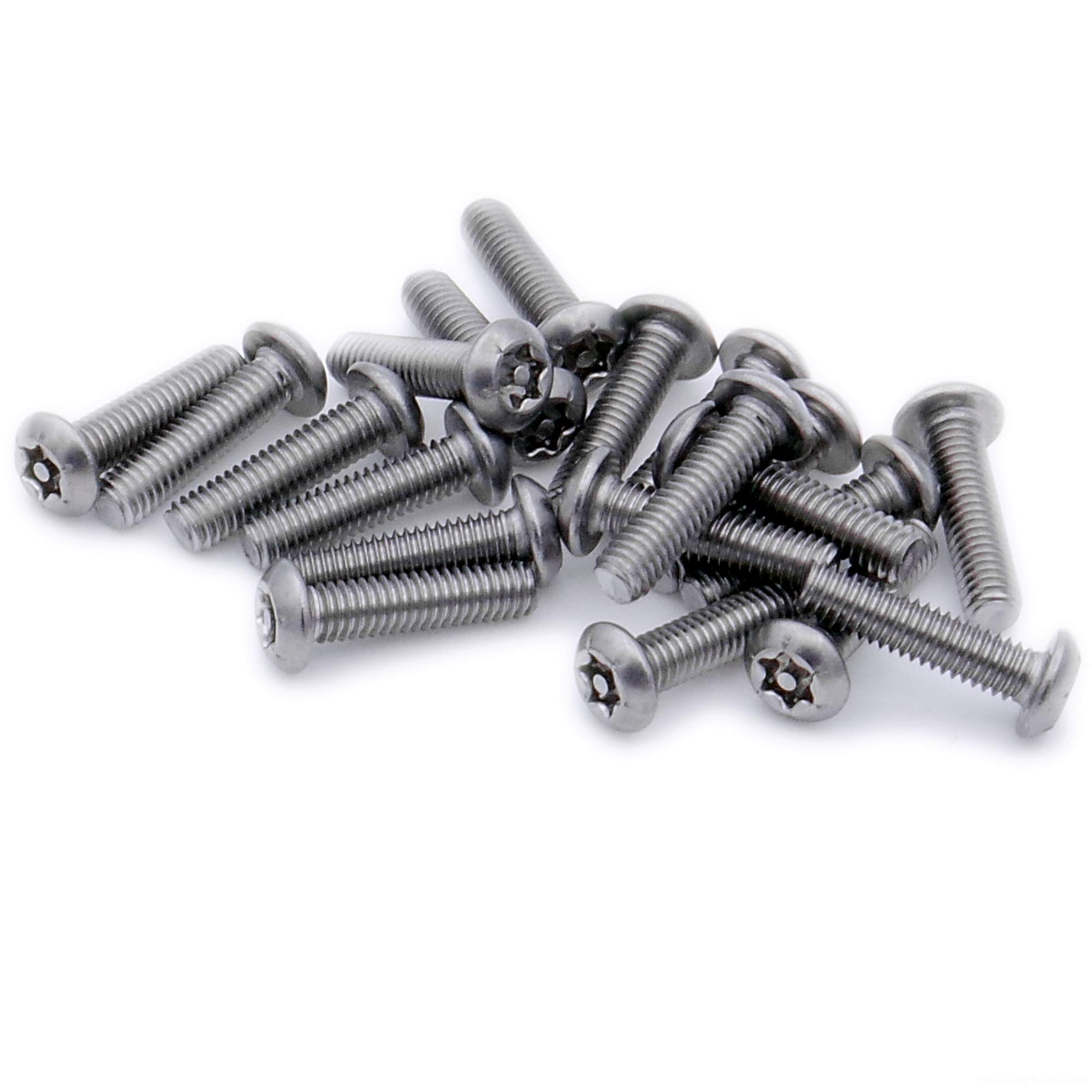 M4 (4mm x 8mm) TX Security Socket Button Machine Screw (Bolt) - Stainless Steel (A2) (Pack of 20)