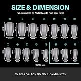 TOMICCA Short Coffin Nail Tips 360Pcs Matte Clear 15 Size Soft Gel Full Cover view 7