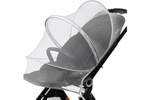 DUSHARKFUN Baby Mosquito Net with Double Zipper, Bassinet Stroller Cover for Baby/Car Seat/Cradles/Carriers, Easy to Use, Keep Insects/Bugs/Cats Out, White