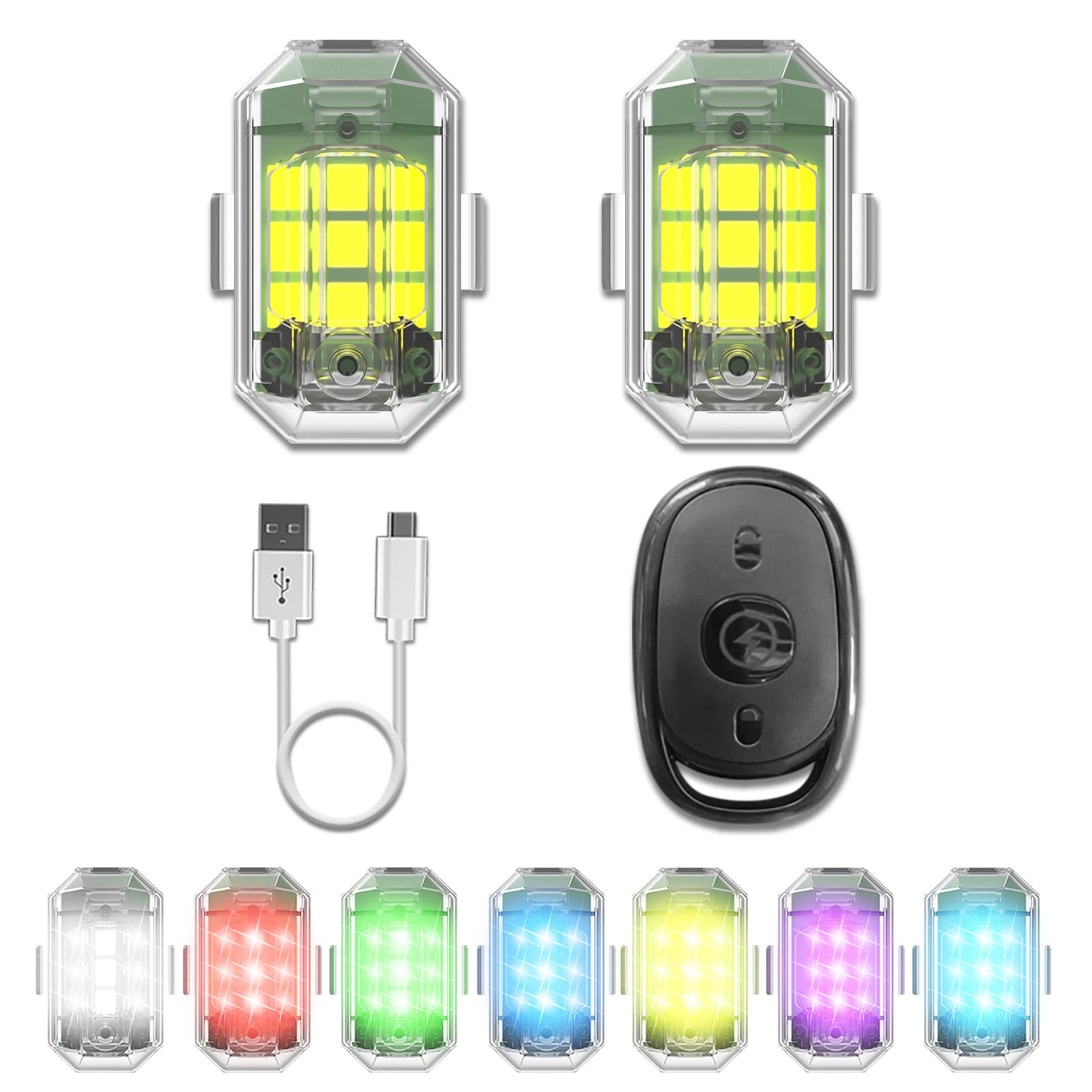 Craznick 2 Pack Drone Strobe Light with Remote Control for DJI Mini 5 Pro/NEO/4K/AVATA 2/4 Pro/3/2 SE/Air 3/Air 3S/Mavic 3 Pro Drone Night Flight FAA Anti Collision Rechargable Led