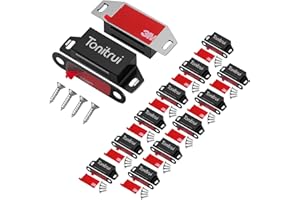 Tonitrui Cabinet Door Magnet, Flat Bottom Cabinet Magnetic Catch with Adhesive, Easy to Install,Only Takes 1 Minute,35lb Magnetic Cabinet Door Drawer Latch(Black, 12Pack)