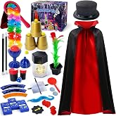 PATIFEED Kids Magic Kit with Magician Costume, Hat, Wand | Magic Tricks Set, Pretend Play, Instructions Included, Christmas Halloween Birthday Gift