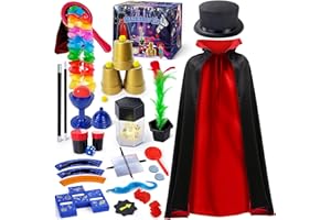 PATIFEED Kids Magic Kit, Magician Costume for Pretend Play, Magic Set with Instructions for Each Trick for Kids Ages 6 7 8 9 