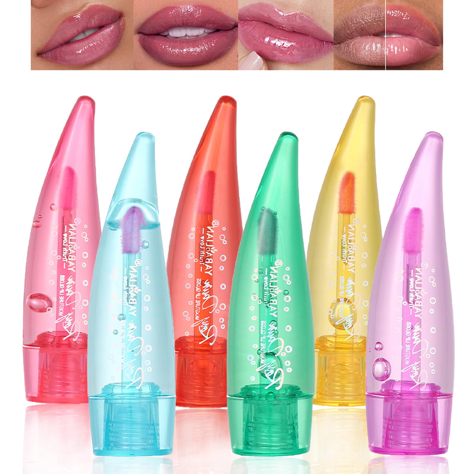 Mrettick Aloe Vera Lip Gloss, Long Lasting Nutritious Lip Balm Moisturizing Aloe Vera Lip Oil for Lip Treatment and Dry Lips, Color Changing Lipstick Tinted Lip Balm Set (B)