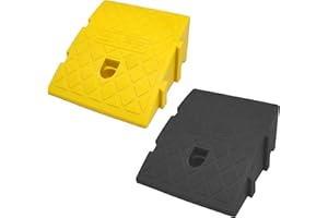 YYDS Curb Ramps,Plastic Lightweight Curb Ramp -2pcs,Protable Threshold Ramps,19.5" L x 10.5" W Driveway Ramps with Slots for Lawn mowers, Wheelchairs, Bikes, Motorcycles，Black＆Yellow (High 5”)