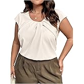 SweatyRocks Women's Plus Size Dressy Casual Tops Business Work Blouses Pleated Dolman Sleeve Shirts