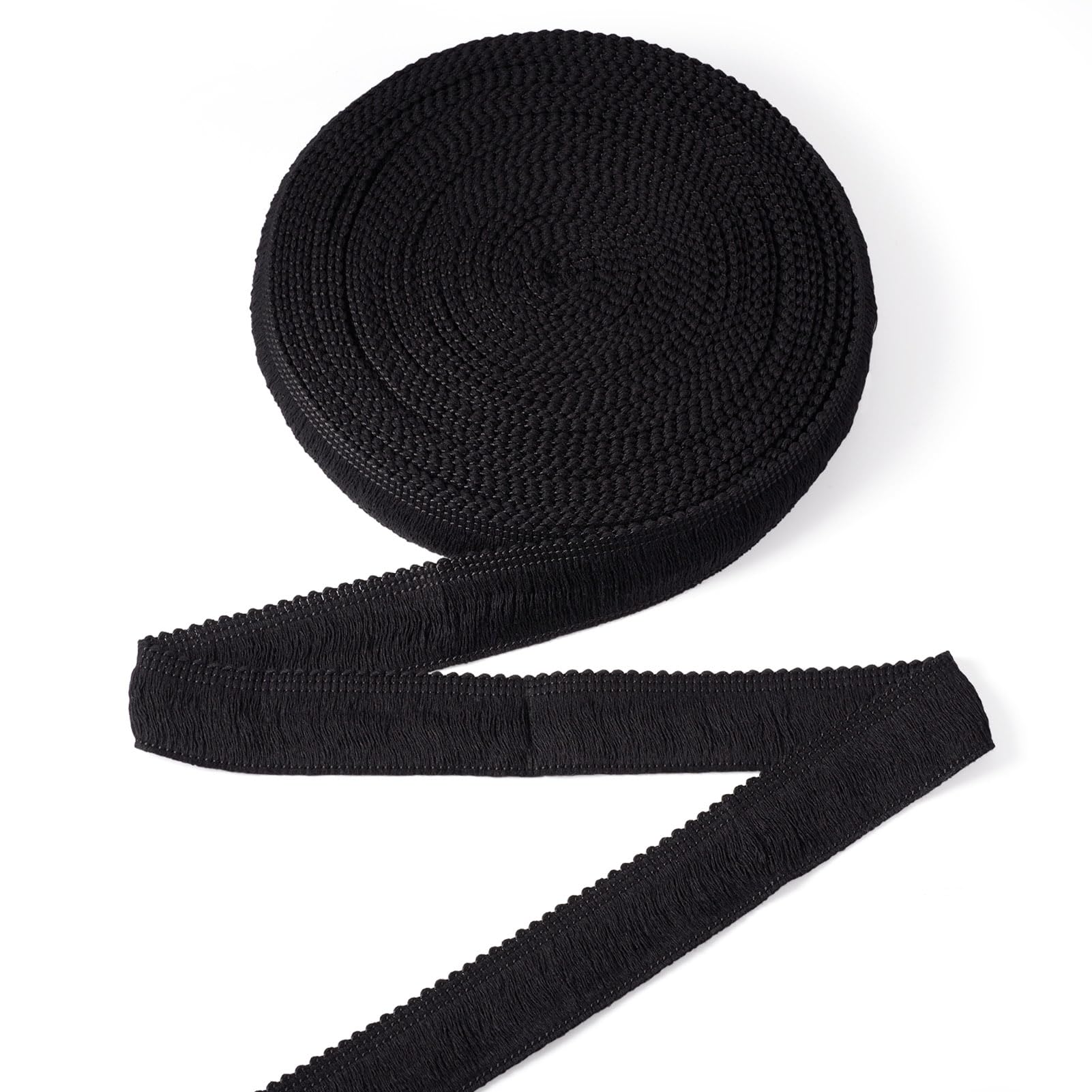 Craftdady 41 Feet Black Fringe Tassel Trim 3cm Polyerter Fibre Fringe Trim for Jewelry Making Sewing Quilting DIY Home Decoration