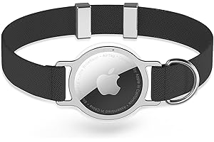 AirTag Cat Collar, FEEYAR Ultra Elastic GPS Cat Collars with Apple Air Tag Holder, Scratch Resistant and Lightweight Stepless Adjust Collars for Cats Kittens, 8-12 Inch (Black)