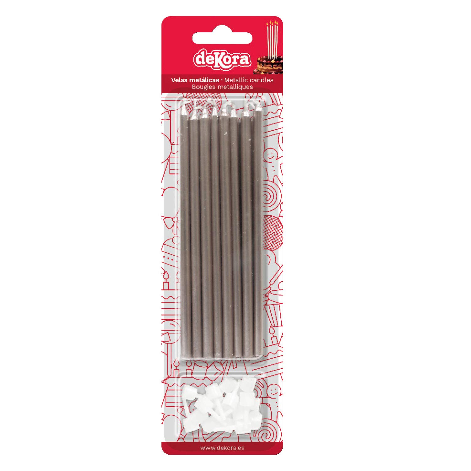 dekora Birthday Candles 13 cm silver