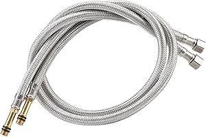 LEADAHEAD 32-Inch Bathroom Kitchen Faucet Connector Braided Stainless Steel Supply Hose 3/8-Inch Female Compression Thread x M10 Male Connector 2 Pcs(1 pair)