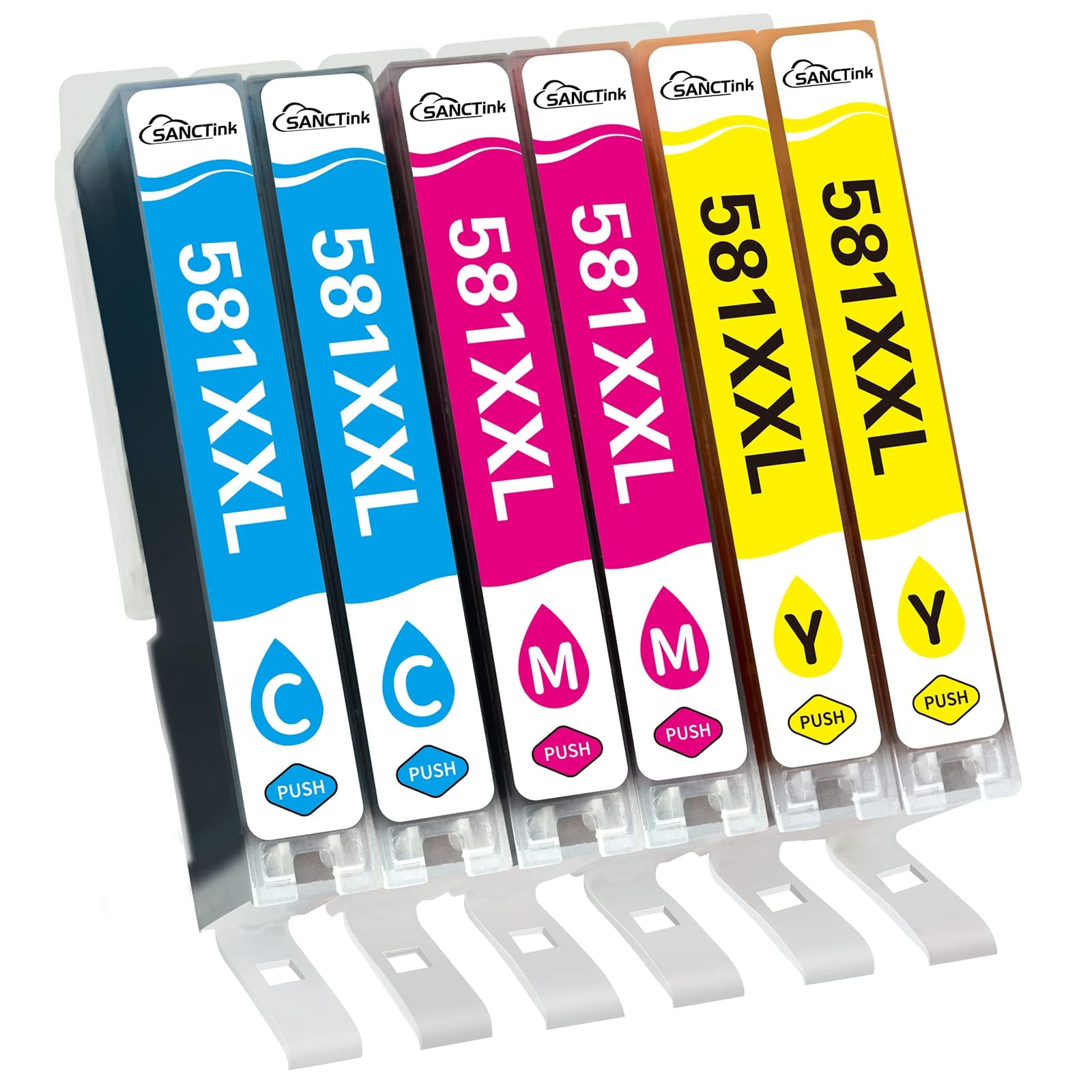 SANCTink 581 581XXL CLI-581 XXL Ink Cartridges CMY Compatible for Canon 581 Ink Cartridges for Canon TS705 TR8550 TS8350 TS8150 TS6150 TS6250 TS8250 TS9550 TS6151 TS8151(2C/2M/2Y)