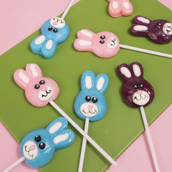SWEETZO EASTER CANDY BUNNY LOLLIPOPS, INDIVIDUALLY WRAPPED FRUIT FLAVORED SUCKERS, GIFT BASKET STUFFERS (24 COUNT)