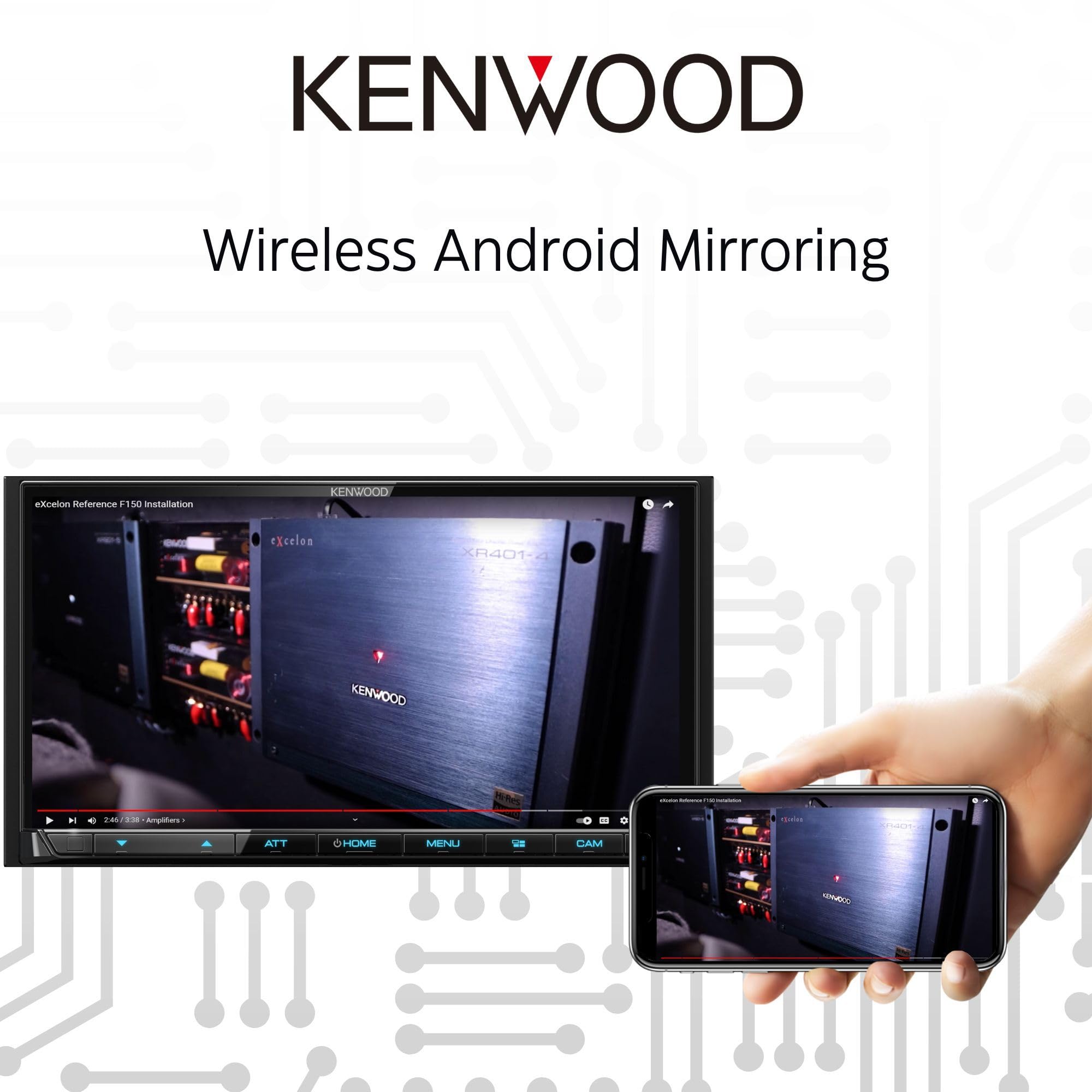 KENWOOD DMX9708S 6.95-Inch Capacitive Touch Screen, Car Stereo, Wired and Wireless CarPlay and Android Auto, Bluetooth, AM/FM Radio, MP3 Player, USB Port, Double DIN, 13-Band EQ, SiriusXM…