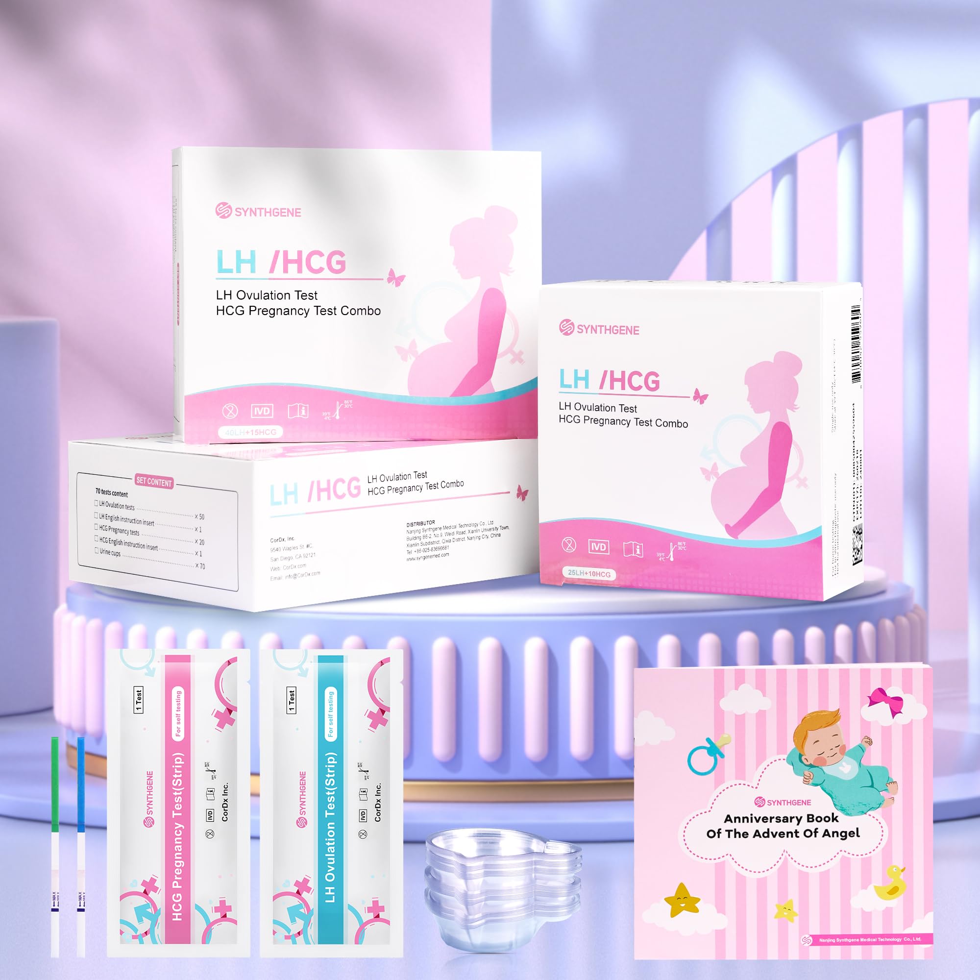 SYNTHGENE Ovulation Test Strips, LH 25 HCG 10 Ovulation and Pregnancy Tests, 25 Ovulation Tests and 10 Pregnancy Tests with 35 Urine Cups, Detect Early Pregnancy and Accurately Track Ovulation