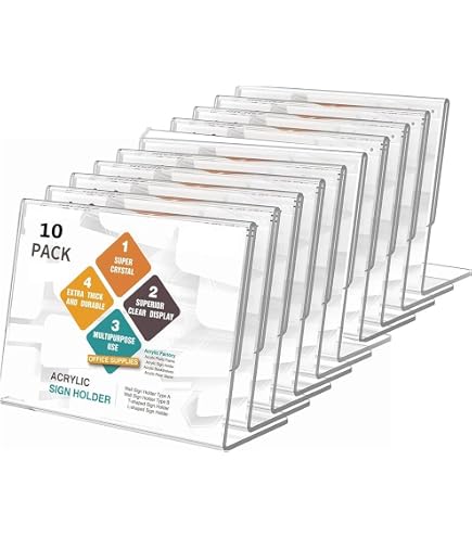 Lot De 6 Supports De Panneau En Acrylique De 14 X 21,6 Cm Avec Base