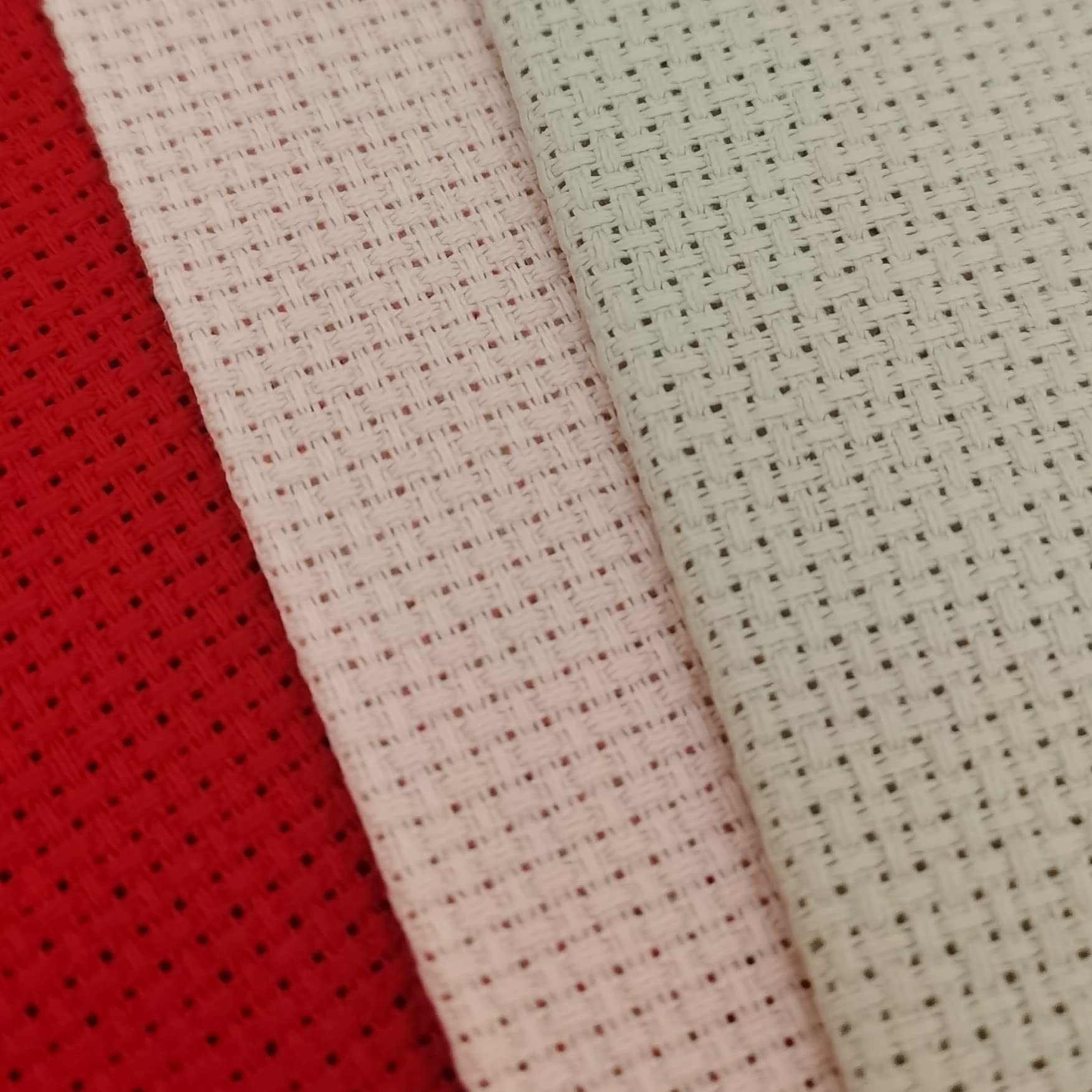 12" x 18" by 3 Pack 14CT Counted Cotton Aida Cloth Cross Stitch Fabric (Pink+Red+Pearl Gray)