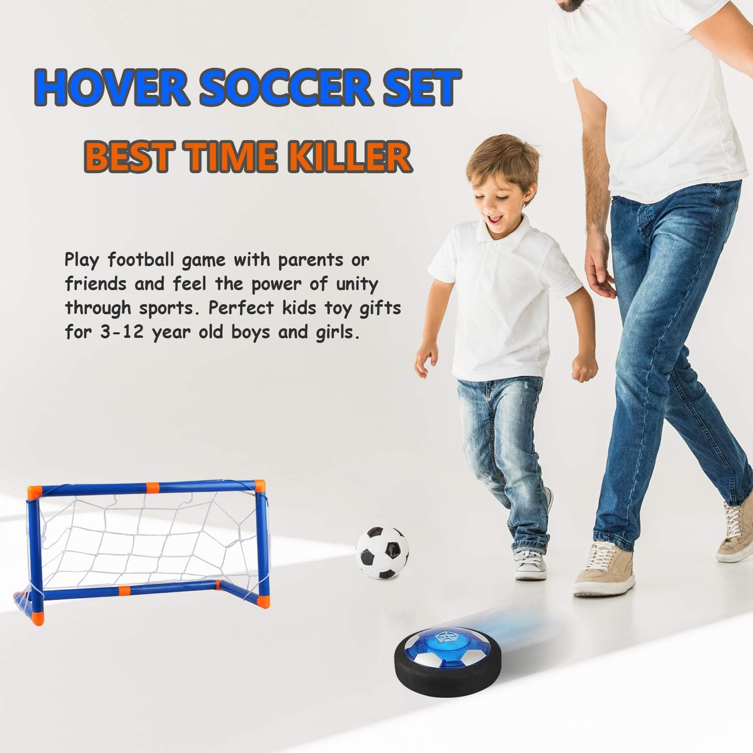 Hover Soccer Set, JAMSWALL Air Soccer Toys with Led Light and Foam Bumper USB Rechargeable Indoor Hover Soccer Kids Toys gift: Toys & Games