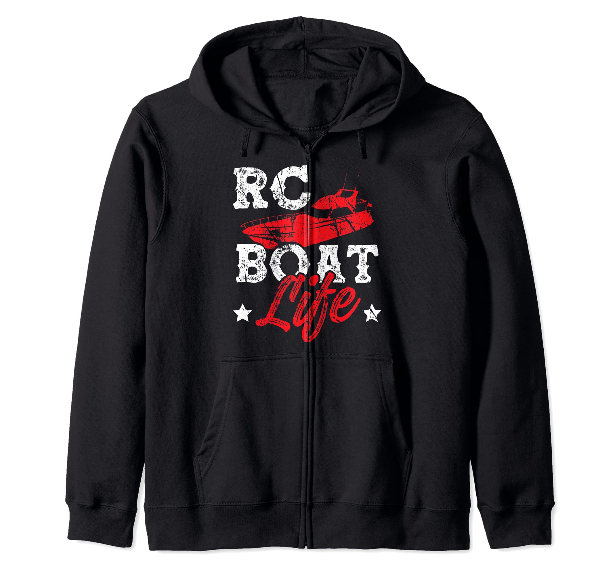 RC Boat Life Remote Control Boat Racing Collector Distressed Zip Hoodie