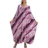 KECVOT Women's Plus Size Kaftan Dress - Batwing Sleeve Long Beach Cover Up Maxi Dress Swimsuit Cover Loungewear