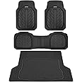 CAR PASS Deep Dish Floor Mats for Cars, Heavy Duty Rubber Floor Mats with Trunk Cargo Liner, Universal Trim-to Fit Automotive Floor mats for Truck Van SUV Waterproof All Weather Car Mats Solid Black