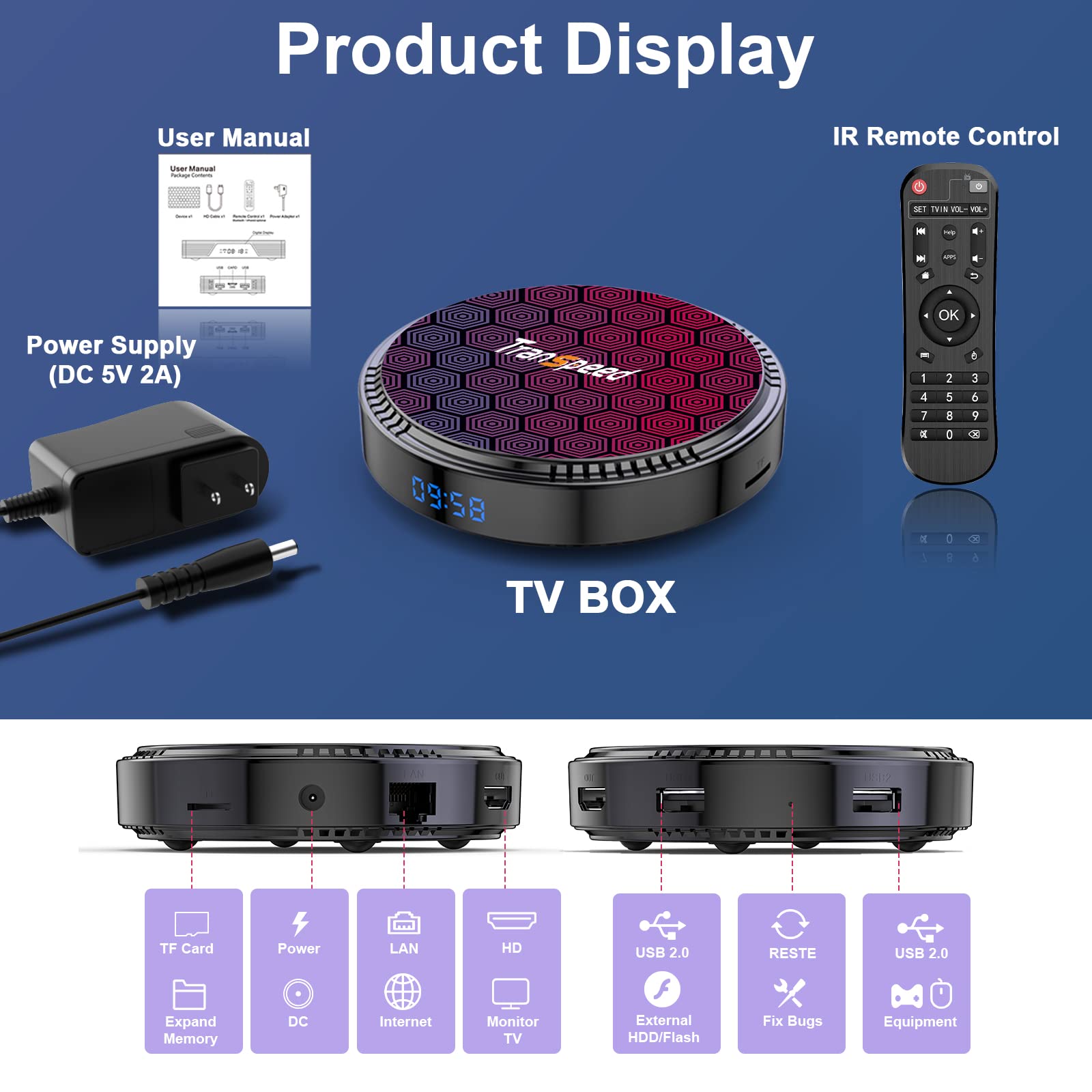 Android TV Box 12.0 4GB ROM 64GB RAM TV Box WiFi 6 2.4G 5.8G Android Box 2023 with H618 Quad-core Support 8K UHD HDR10 3D BT5.0