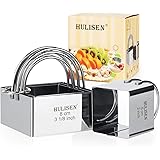 HULISEN Square Biscuit Cutter Set (4 Pieces/Set), Stainless Steel Cookies Cutter with Handle, Professional Baking Dough Tools