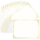 Sadoup 50 Pack Gold Foil Certificate Paper, 8.5x11 Blank Award Paper | Thick quality sheets, smooth jam-free printing, professional recognition border, ideal for school awards &amp; office decor