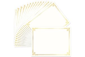 SADOUP 50 Sheets Certificate Paper for Printing,Gold Foil Metallic Border,8.5x11 inch Blank Award Certificate Paper,Laser & Inkjet Printer Compatible,For Office,Business Awards,School Diplomas（New Packaging）