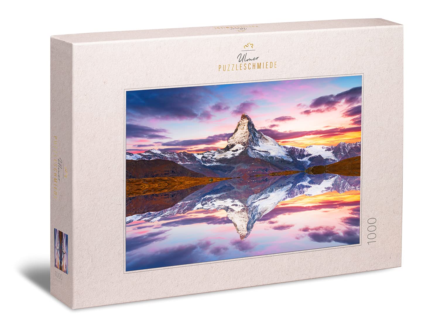 Ulmer Puzzleschmiede - Puzzle "Matterhorn" - Classic 1000 Piece Mountain jigsaw Puzzle - The Snowy Horu Behind Autumn Trees - Impressive Landscape of the Valley Alps, Zermatt, Switzerland