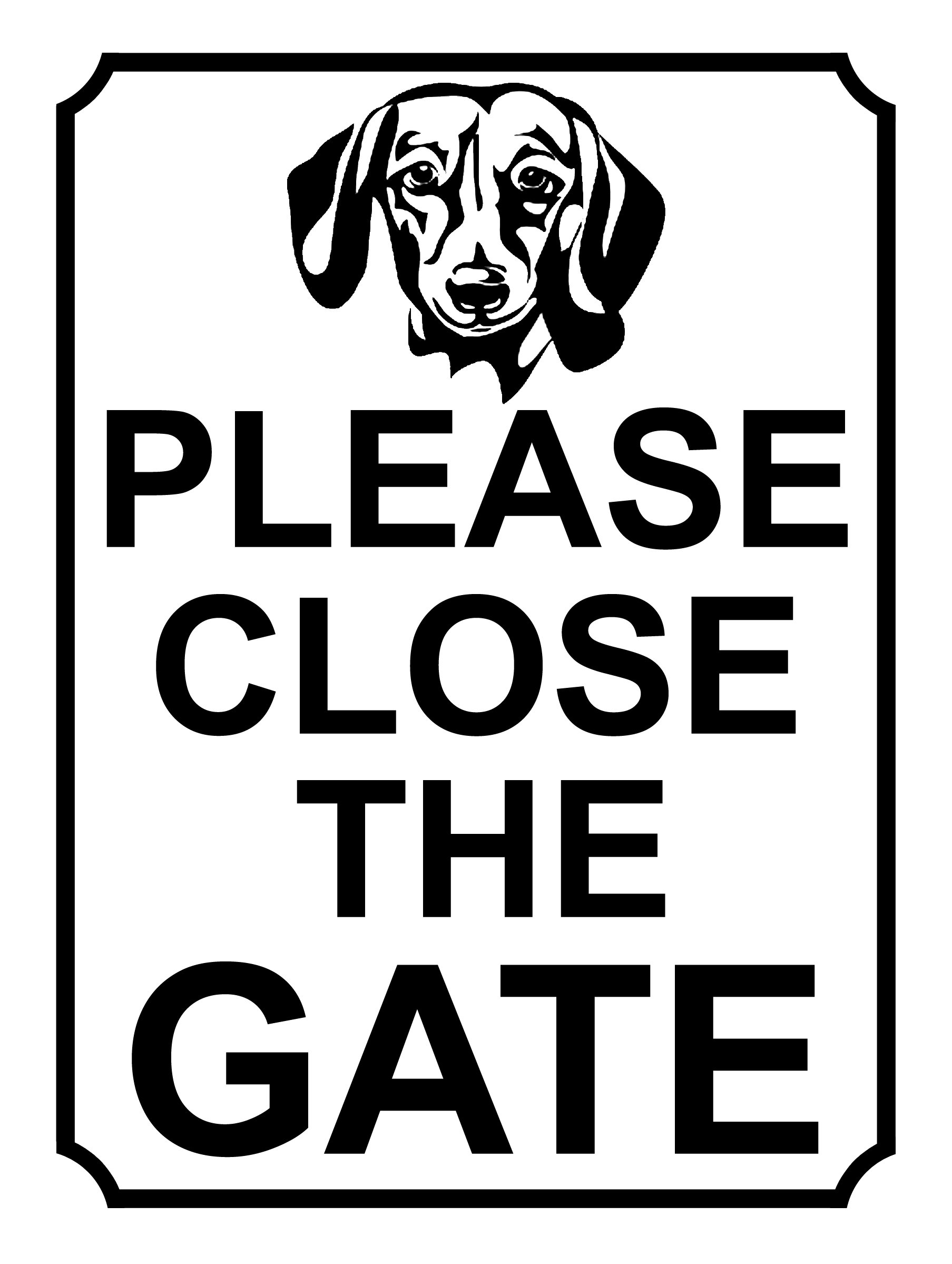 SHAWPRINT PLEASE CLOSE THE GATE DOG THEME METAL SIGN 267MM X 200MM (396H1L) LARGE 10" X 8"