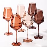 SIPBYSOP Venus Colored Wine Glasses Set of 6, Handblown Wine Glasse,Amber Coloful Glassware,17OZ for Red or White Wine