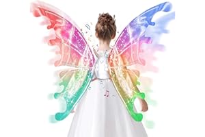 maysida Electric Fairy Wings for Girls, Light Up Moving Butterfly Wings with LED Lights and Music, Toy for Kids as Halloween Valentine Birthday Christmas Party Costume Princess Cosplay Dress Up Gift