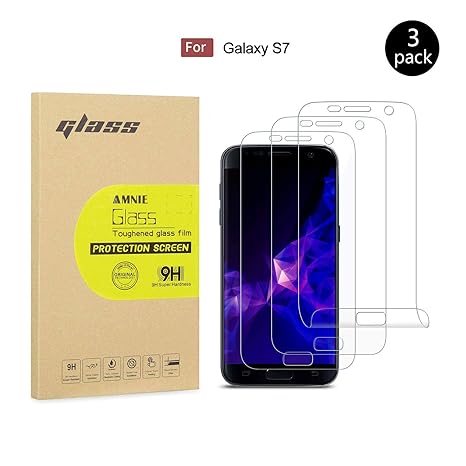 AMNIE [3 Stück Panzerglas Display Schutzfolie für Samsung Galaxy S7, 9H Härte, HD, Anti-Kratzen, Anti-Öl, Anti-Bläschen, Panz