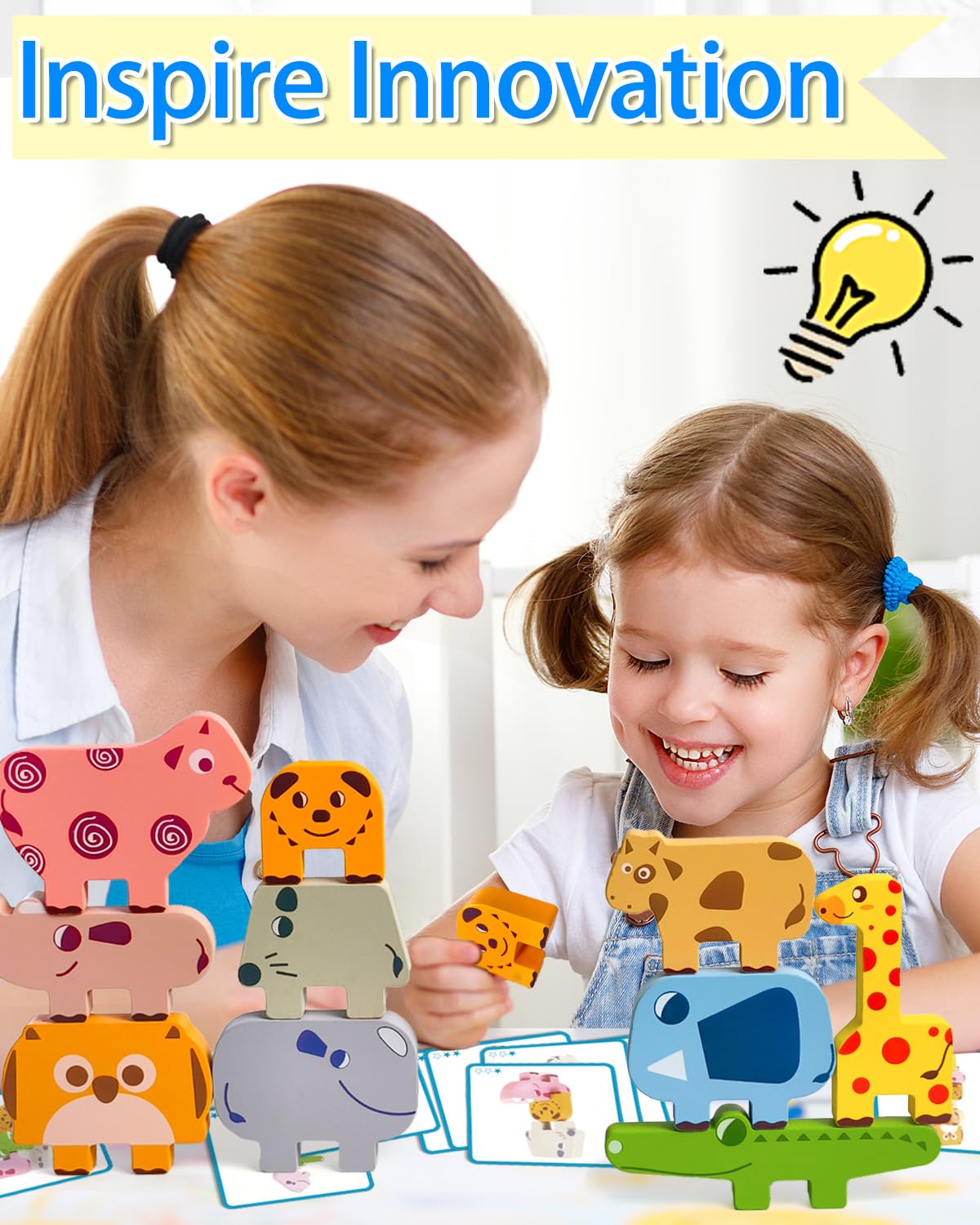 Vaiheng Toys for Toddlers 1-3, Montessori Toys for 1 2 3 Year Old Boys & Girls, Toy Age 2-4 0-2 Kids Baby, 1 2 3 Year Old Girls Boys Gifts, Wooden Animal Blocks Stacking Education Puzzles Toy