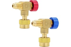 Wisscool HVAC Control Valve R410a R134a R22 R32 R404a R407c, Refrigerant Charging Valve, Brass Copper Control Flow for AC Manifold Mini Split (Red+Blue)