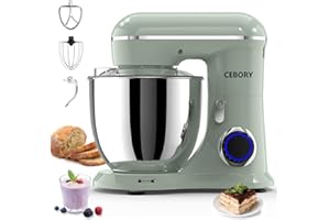 CEBORY 3-IN-1 Electric Stand Mixer, 6QT Bowl 10-Speed Kitchen Mixer, Household Food Mixers include Dough Hook, Beater and Whisk, Bread Cake Mixer for Baking and Most Home Cooks, Green