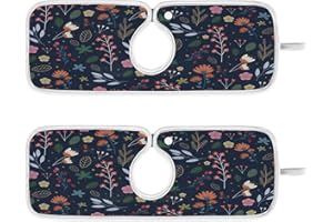 KCLDECI Kitchen Faucet Absorbent Mat,Colorful Flower Floral Water Splash Guard for Sink, Faucet Drip Catcher Thicken Sponge Microfiber Faucet Water Catcher Mat Sink Absorbent Mat for Kitchen 14x5in 2 Pack