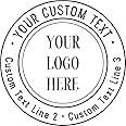 Custom Logo Double Round Border Stamp - 3 Lines of Text - Self-Inking Stamper - Rubber Personalized Stamp - Stamps for Local Business - Personalized Business Stamps