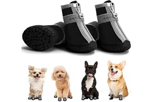 AOKOWN Dog Boots Waterproof, Dog Shoes Small Size Dogs,Dog Boots & Paw Protector for Winter, Dog Booties for Hardwood Floors, Dog Snow Boots for Outdoor Walking