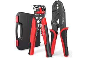 Kuject Wire Stripper and Crimping Tool Kit, 3 in 1 Self-Adjusting Wire Stripping for 10-24 AWG with Crimping Tool Set for Heat Shrink Connectors AWG22-10