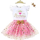 DDLUZQual Toddler Kids Baby Girls Birthday Princess Outfits Sleeve Ruffle Shirts + Dot Bubble Tutu Skirt 2PCS Dresses