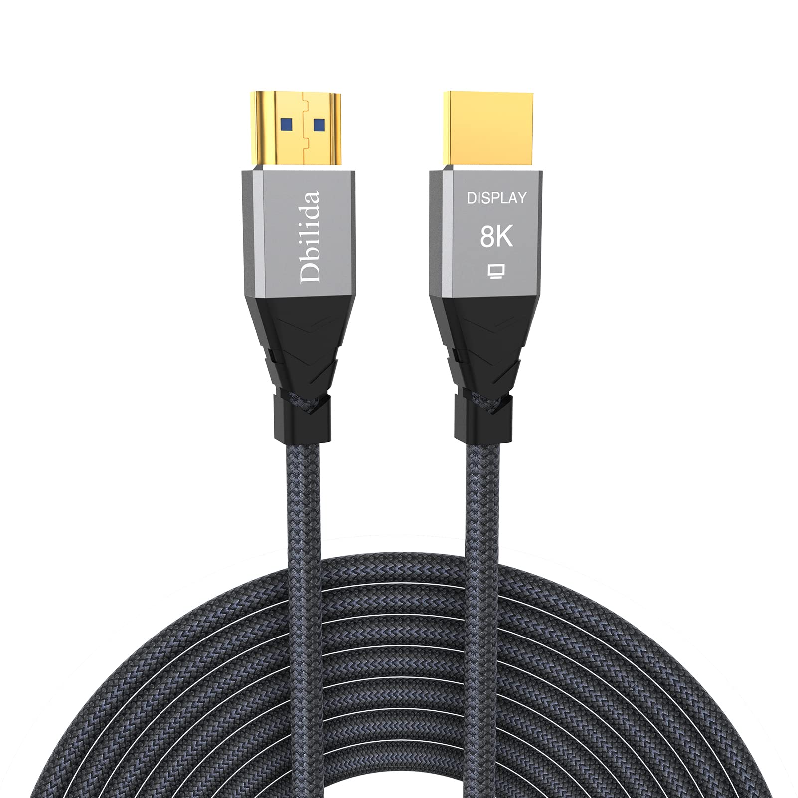 Photo 1 of Dbilida 8K Fiber HDMI Cable 50ft, Nylon Braided Fiber Optic HDMI 2.1 Cable Support 48Gbps, 8K 60Hz, 4K 120Hz, Dynamic HDR, eARC, HDCP2.2/2.3 Compatible with PS5, Xbox Series X, RTX 3080/3090