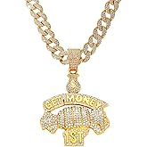 WEBONE Miami Cuban Link Chain for Men,Iced Out Chain -Gold/Silver Bling Diamond Pendant Hip Hop Jewelry