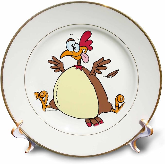 3dRose cp_103886_1 Crazy Chicken Hen CartoonPorcelain