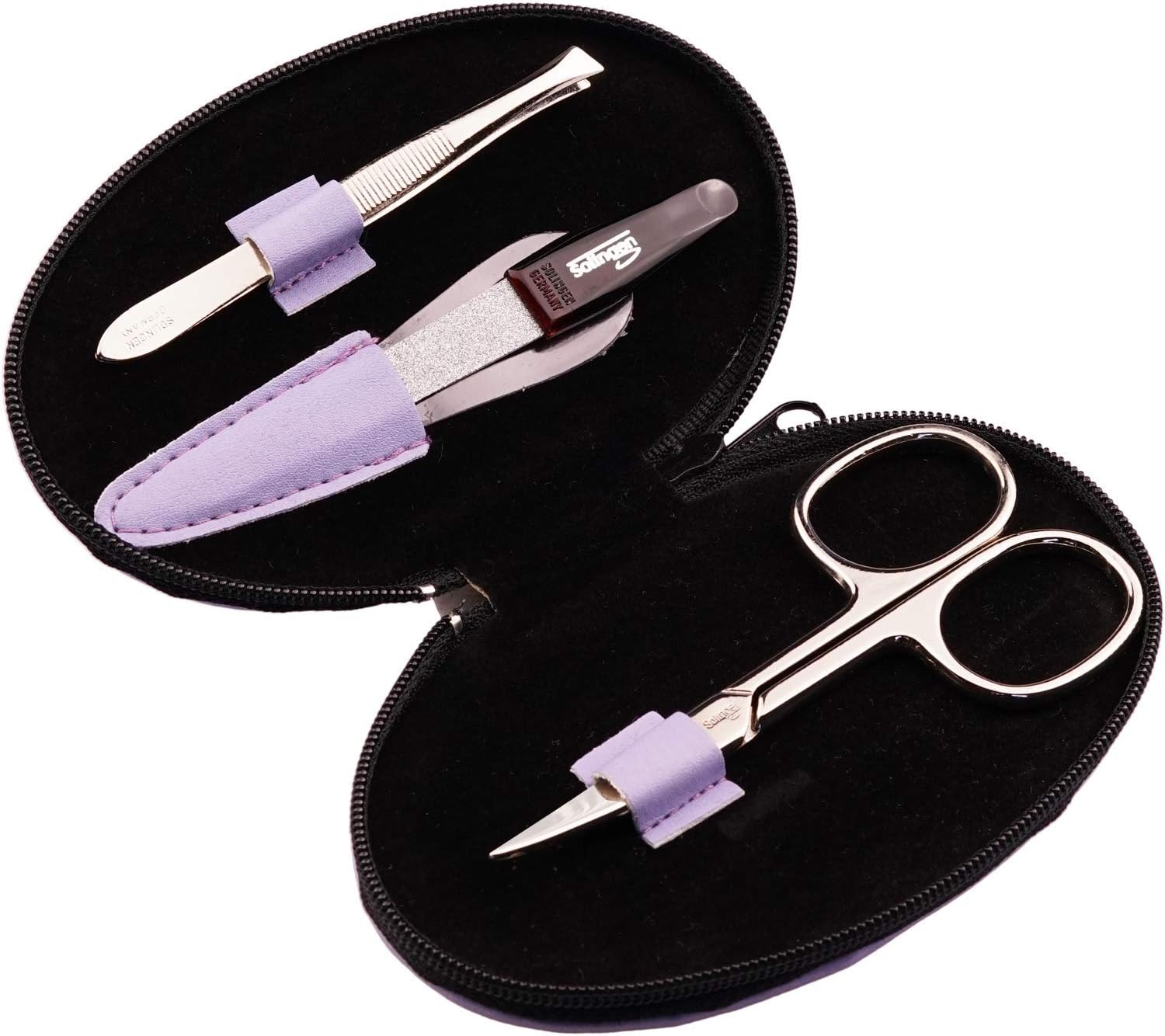marQus Manicure Set - 3 Piece Professional Pedicure Tools, German Made Nail Kit, Grooming Set, Ideal Travel Nail Kit, Nail Set Incl. Nail Scissors, File & Tweezers
