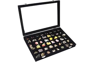 Vicoter Velvet Jewelry Tray 48 Compartments Jewelry Display Organizer with Transparent Cover Rings, Earrings, Necklaces, Pendants Storage Box for Girls, Wives, Mothers, Women