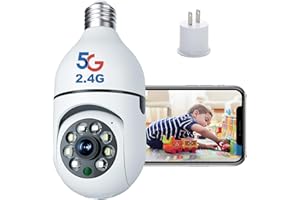 BJR 4MP Light Bulb Security Camera Wireless Outdoor Camera 2K 5GHz & 2.4GHz WiFi Home Security Camera 360° Surveillance Cam with Motion Detection Alarm Night Vision Light Socket Camera E27